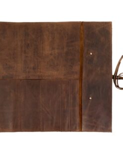 Alternative view of Hide & Drink, Rustic Knife Roll Case (5 pockets), Compact Carry-On Bag for Traveling Chefs & Cooks, Kitchen Tool Storage Organizer, Full Grain Leather, Handmade, Bourbon Brown