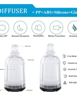 DOUDING Glass Essential Oil Diffuser Humidifier, Ultrasonic Aromatherapy Diffuser Cool Mist with Auto Shut-Off, 7 Colors Adjustable Diffuser for Home, Bedroom, Office, Yoga, 120ml(White Base) White Base 30 71tWarak6kL