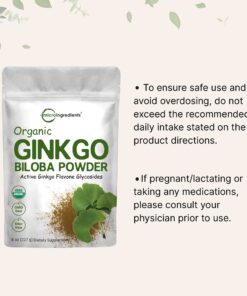 Micro Ingredients Raw Organic Ginkgo Biloba Powder, 8 Ounce (18 Months Supply), Filler Free, Supports Brain Function and Mental Alertness, No GMOs and Vegan Friendly 11 71tY7dXhaCL