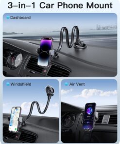 APPS2Car Phone Holder Car Windshield Cellphone Holder for Car with Powerful Suction Cup Anti-Shake Stabilizer Truck Phone Holder Mount for Car Dashboard/Window Compatible with Thick Case & Large Phone Black 25 71tYAEf2C2L