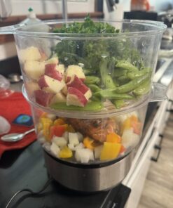 OVENTE 2 Tier Electric Food Steamer for Cooking Vegetables, Stainless Steel Base, Stackable and Dishwasher Safe Baskets, 400W with Auto Shutoff and 60-Minute Timer, 5 Quart Capacity, Silver FS62S 2-Tier 22 71tYxcVF5tL