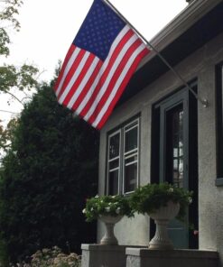 American Flag Pole Holder Kit Silver | Heavy Duty Outdoor Flagpole | 3x5’ Flag | 210D Nylon United States Flag | 6’ Adjustable Spinning Flag Pole | House Mount Bracket | Commercial | High Winds Flag Pole Kit w/ Silver Pole 20 71taygkY5KL