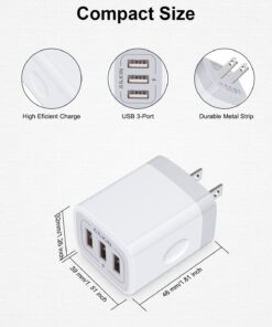 Wall Charger, USB Charger Adapter, 3.1A/3Pack Muti Port Fast Charging Station Power Charge Base Block Plug for iPhone 15 14 13 12 Pro/SE/11Pro Max/X/8 Plus, Samsung S21/S10/S9/S8, Kindle Fire USB Plug White 20 71tbXBapVL
