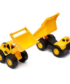 Amazon Basics Toy Construction Vehicle Set, Dump Truck and Bulldozer, Indoor/Outdoor, 10-Inch, Pack of 2, Yellow, 10.25" x 12" x 5.75" 42 71tc69MxQL