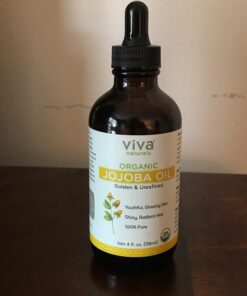 Viva Naturals Jojoba Oil Organic Cold Pressed Unrefined - 100% Pure Jojoba Oil for Skin, Natural Face Moisturizer and Hair Moisturizer, USDA Certified Organic Face Oil for Skin Care DIY, 4 fl. oz 4 Fl Oz (Pack of 1) 45 71tcEzOQ8zL