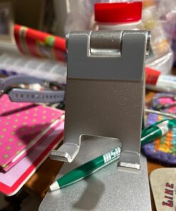 Adjustable Cell Phone Stand, OMOTON Aluminum Desktop Cellphone Stand with Anti-Slip Base and Convenient Charging Port, Fits All Smart Phones, Silver 26 71tfGRiqL