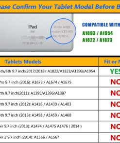 Alternative view of DUNNO iPad 6th 5th Generation Cases (iPad 9.7 Inch, 2018/2017 Model), Heavy Duty Full Protection Smart Case[Auto Sleep/Wake] with Detachable Front Cover/Stand for iPad 9.7 2018/2017(Black+Light Blue) Black+Light Blue