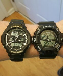 FANMIS Mens Analog Digital Dual Display Sports Watches Military Multifunctional 50M Waterproof LED Watch with Alarm Stopwatch Backlight 12H/24H Outdoor Running Swimming Black 42 71thLYtnCJL