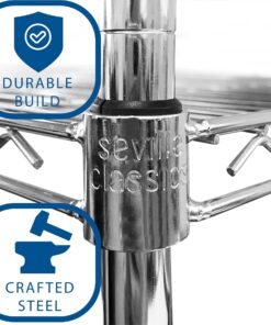 Seville Classics 5-Tier Steel Wire Shelving with Wheels, 30" W x 14" D, Chrome 5-Tier, 30" W x 14" D Silver 26 71thxtujCsS