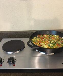 CUSIMAX 1800W Double Hot Plate, Stainless Steel Silver Countertop Burner Portable Electric Double Burners Electric Cast Iron Hot Plates Cooktop, Easy to Clean, Upgraded Version C180N Double Burner 26 71ti6nyM0ML