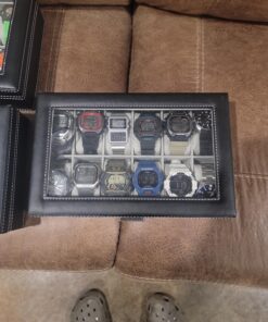 Sodynee WBPU12-03 Watch Dislpay Box Organizer, Pu Leather with Glass Top, Large, Black 12"(D) x 7.5"(W) x 3.2"(H) 22 71tjPCRmUZL