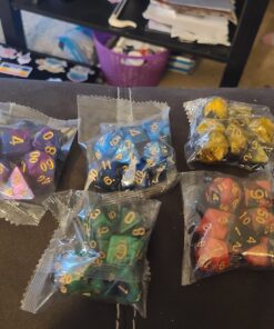 SmartDealsPro 5 x 7-Die Double-Colors Polyhedral Dice Sets with Pouches for D&D DND RPG MTG Dungeon and Dragons Table Board Roll Playing Games D4 D6 D8 D10 D% D12 D20 5-color Sets 96 71tk0 eySkL