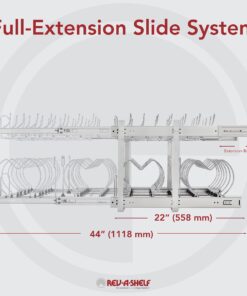 Rev-A-Shelf 2-Tier Kitchen Cabinet Pull Out 21" Cabinet Organizer for Pots, Pans, and Lid Cookware, Adjustable Heavy Duty Wire, Chrome, 5CW2-2122-CR 21 in. 30 71tkh2UbpL