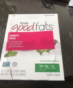 Love Good Fats Keto Protein Snack Bars - Chocolate Lover Variety Pack - 1-2g Sugar, 8-10g Protein, 5g Net Carbs, Gluten-Free, Non GMO - Peanut Butter, Mint, Lemon Mousse, Coconut - 4 Flavors (12 Pack) Chocolate Lovers Variety Pack 17 71tl6GztKL