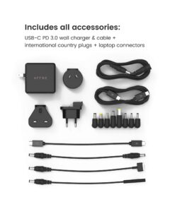 ARROE App-Enabled Laptop Power Bank 20000mAh with Accessories: USB-C PD 60W Wall Charger, International Adaptor Plugs & Laptop Connectors - Smart Charging System for All Devices 34 71tltDCcf0L