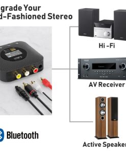 1Mii B06HD+ Hi-Res Bluetooth 5.1 Music Receiver for Home Stereo w/LDAC, Hi-Fi Bluetooth Adapter w/Audiophile DAC aptX HD Volume Control OLED Display, Wireless Audio Adapter for AV Receiver/Amplifier Black 28 71tmACgqYdL