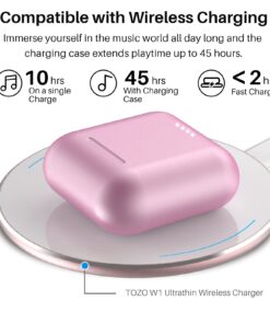 TOZO T6 True Wireless Earbuds Bluetooth 5.3 Headphones Touch Control with Wireless Charging Case IPX8 Waterproof Stereo Earphones in-Ear Built-in Mic Headset Premium Deep Bass Rose Gold Classic Edition 41 71tmIsjhB6L