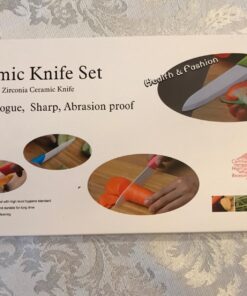 WACOOL Ceramic Knife Set 3-Piece (Includes 6-inch Chef's Knife, 5-inch Utility Knife and 4-inch Fruit Paring Knife), with 3 Knife Sheaths for Each Blade (Black Blade) Black Hand 25 71tmter1PKL