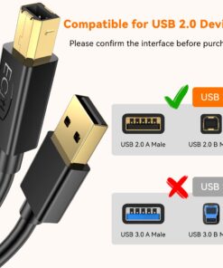 Alternative view of USB 2.0 Printer Cable 10FT(3 Pack), Printer Cord A Male to B Male, Replacement Cable for Mice, Keyboards, Printers and Cameras, Compatible for HP, Canon, Dell, Epson, Lexmark, Xerox, Samsung, Brother 3 Pack