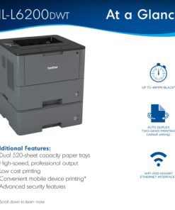 Brother Monochrome Laser Printer, HL-L6200DWT, Duplex Printing, Mobile Printing, Dual Paper Trays, Wireless Networking, Amazon Dash Replenishment Ready 18 71toOFDTfPL