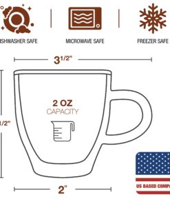 Eparé Glass Espresso Cups - Set of 4 Double Walled Espresso Cups with Handle - 2 oz Single Shot Latte Glasses Cup - Clear Double Insulated Coffee or Cappuccino Mug 20 71torj6bML