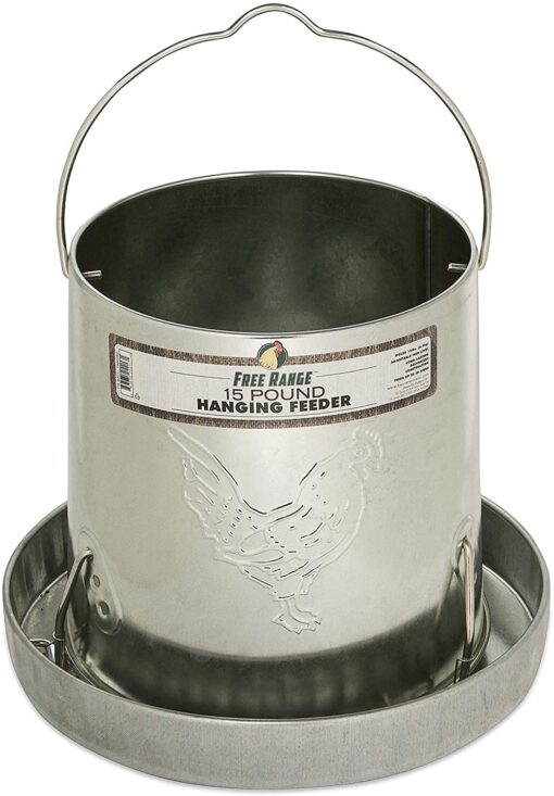 Harris Farms 1000293 Galvanized Hanging Poultry Feeder, 15 lbs, Metal 15 lb