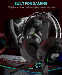 Alternative view of FIODIO Gaming Headset with Surround Sound Stereo for Xbox One PC Switch Tablet, Noise Cancelling Over Ear Headphones with Mic LED Light