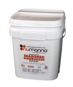 NuManna Seasoned Ground Beef (Hamburger) Bucket 36 Servings- Emergency Survival Food Storage Kit, Separate Rations, in a Bucket, 25 Plus Year Shelf Life, GMO-Free