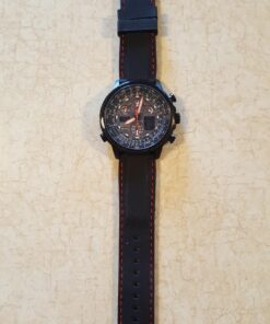 Citizen Men's Promaster Navihawk A-T Eco-Drive Pilot Watch, Atomic Timekeeping, Chronograph, Power Reserve Indicator, Luminous Hands and Markers, Anti-Reflective Crystal Black Rubber Strap 41 71tr50AhQL