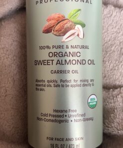 PURA D'OR 16 Oz Organic Sweet Almond Oil - 100% Pure & Natural USDA Certified Cold Pressed Carrier Oil - Hexane Free - Facial Polish, Full Body, Massages, DIY Base, For Face Skin & Hair, Men & Women 29 71trDgs5FL