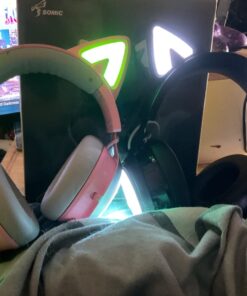 SOMIC GS510 Gaming Headset, Cat Ear Headset PC Gaming Headphones with Retractable Mic Noise Cancelling, Stereo Sound, DIY Face Covers for PC, PS4, PS5,Xbox One(Only White LED Light) Wired Black 19 71tradSuFzL