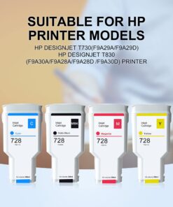 Aomya Compatible HP 728 Ink Cartridge 300ml F9K15A for Printers DesignJet T730 36-in Printer, DesignJet T830 24-in MFP, DesignJet T830 36-in MFP (Yellow) Yellow 7 71ttMT7KpSL