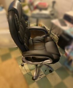 BestOffice Office Chair Cheap Desk Chair Ergonomic Computer Chair with Lumbar Support Arms Headrest PU Leather Modern Rolling Swivel Executive Chair for Back Pain Women Men Adults,Black Black 55 71ttN1wQH8L