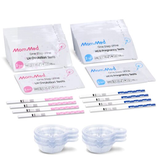 MomMed Ovulation Test Kit (HCG15-LH40), 15 Pregnancy & 40 Ovulation Test Strips with 55 Urine Cups Reliable & Quick Early Pregnancy Test 55 Count (Pack of 1)