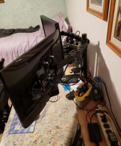 VIVO STAND-V002F Dual LED LCD Monitor Free-Standing Desk Stand for 2 Screens up to 27 Inch Heavy-Duty Fully Adjustable Arms with Max VESA 100x100mm 13" - 27" screens Black 48 71tuiFtzXxL