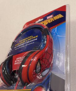 eKids Spiderman Kids Headphones, Adjustable Headband, Stereo Sound, 3.5Mm Jack, Wired, Tangle-Free, Volume Control, Childrens Headphones Over Ear for School Home, Travel 28 71tuqlS6ZYL