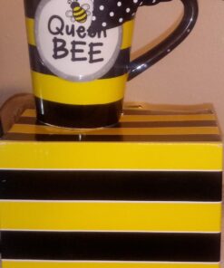 Alternative view of Whimsical Queen Bee 13 oz Coffee Mug with Polka Dot Bow on Handle Gift Boxed
