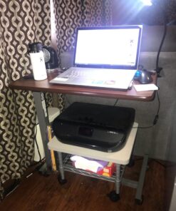 Safco Onyx Under-Desk Utility Cart & Multi-Use Printer Stand, Printer Table for Home Office, Mobile Rolling Cart with Steel Shelf, Gray Grey 28 71twFsHy0wL