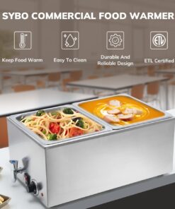 SYBO Commercial Grade Stainless Steel Bain Marie Buffet Food Warmer Steam Table for Catering and Restaurants (2 Sections with Tap) 2 Sections with Tap 8 71twO7yTU7L