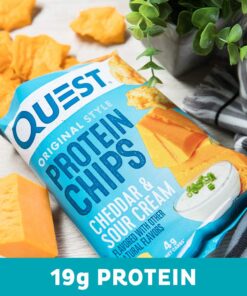 Quest Nutrition Cheddar & Sour Cream Protein Chips, Low Carb, Gluten Free, Potato Free, Baked, Pack of 8 1.7 Ounce (Pack of 8) 21 71txNb0rUAL