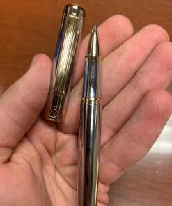Scriveiner Silver Chrome Rollerball Pen - Stunning Luxury Pen with 24K Gold Finish, Schmidt Ink Refill, Best Roller Ball Pen Gift Set for Men & Women, Professional, Executive Office, Nice, Fancy Pens - Silver with Chrome 44 71txqsyX7EL