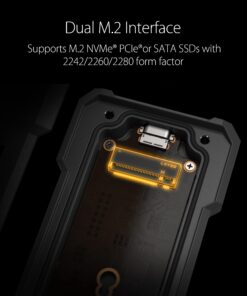 ASUS TUF Gaming A1 External M.2 NVMe SATA PCIe SSD Enclosure - USB-C, M.2 Q-Latch for Easy Installation, Drop Resistance, IP68 Water and dust Resistance, PS5 and Xbox Support,Black 16 71tyXWDVCTL
