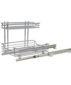 Household Essentials Glidez Multipurpose Chrome-Plated Steel Pull-Out/Slide-Out Storage Organizer for Under Sink or Under Cabinet Use - 2-Tier Design - Fits Standard Size Cabinet or Shelf, Chrome Undersink 12.25" - Standard 35 71tyiEaRrL
