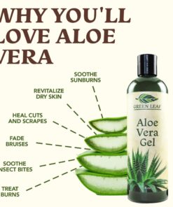 Aloe Vera Gel for Skin Care | Pure Aloe Vera | Real 100 Aloe Vera Gel for Face, Skin, Hair Care, Daily Moisturizer, Aftershave lotion, Sunburn Relief Aloevera - Alcohol Free - 8 Ounce, By Green Leaf 8 Fl Oz (Pack of 1) 18 71tzdliu57L