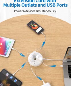 White Extension Cord 15 Feet, NTONPOWER Flat Plug Long Extension Cord, Circuit Breaker, 4 Outlet Nightstand Charging Station, Compact for Home Office Bedside Dorm Essentials 15FT 12 71u 4yjauvL