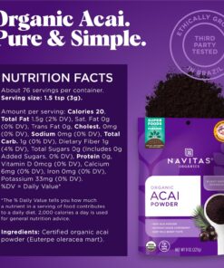 Alternative view of Navitas Organics Acai Powder, 8 oz Bag, 76 Servings — Organic, Non-GMO, Freeze-Dried, Gluten-Free 8 Ounce (Pack of 1)