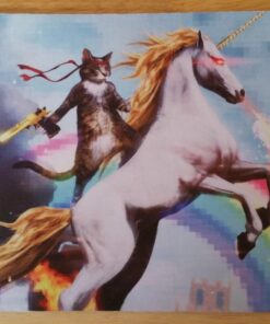 Apottwal MP-0003 Funny Cute Cat Dressed as Rambo with Gun Riding a Glowing Red Eyes Fire Breathing Unicorn Mouse Pad 1 23 71u27iRnMXL