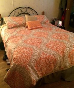 Intelligent Design Senna Comforter Set Full/Queen Size - Orange/Taupe, Damask – 5 Piece Bed Sets – All Season Ultra Soft Microfiber Teen Bedding - Great For Guest Room and Girls Bedroom 42 71u2BITwibL