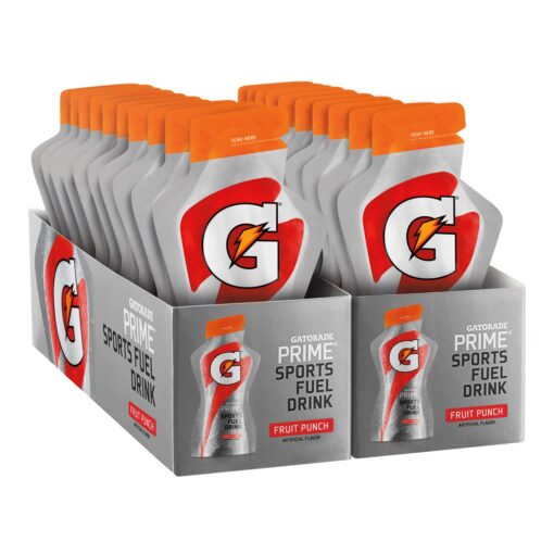 Gatorade Prime Sports Fuel Drink, Fruit Punch, 4 Ounce Pouches (Pack of 20)