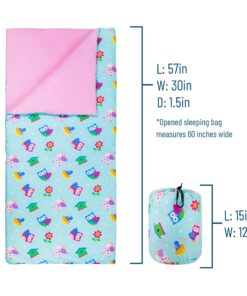 Wildkin Kids Sleeping Bags for Boys and Girls, Measures 57 x 30 x 1.5 Inches, Cotton Blend Materials Sleeping Bag for Kids, Ideal Size for Parties, Camping & Overnight Travel (Birdie) Birdie 12 71u3eCUotL